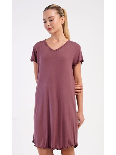 Dámská noční košile s krátkým rukávem Eliza - kakaová