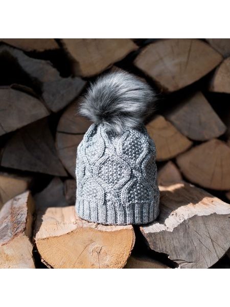 Sada čepice+šála béžovošedá