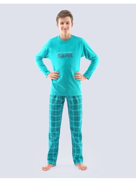 GINA dětské pyžamo dlouhé chlapecké, šité, s potiskem 69001P - šalvěj lahvová