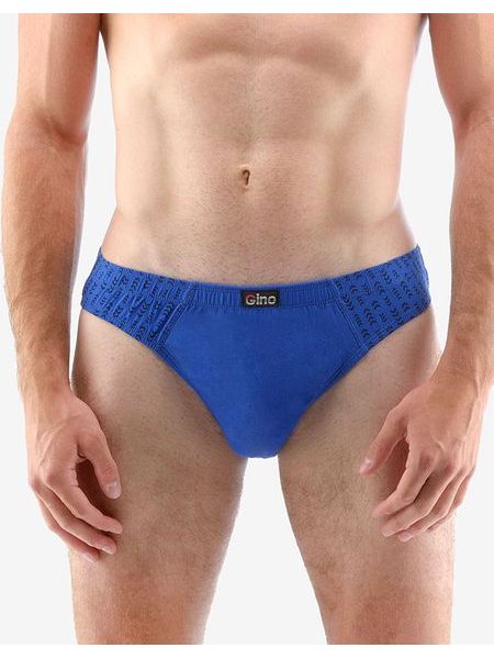 Pánské slipy s úzkým bokem, úzký bok, šité, s potiskem 70067P - modrá lékořice