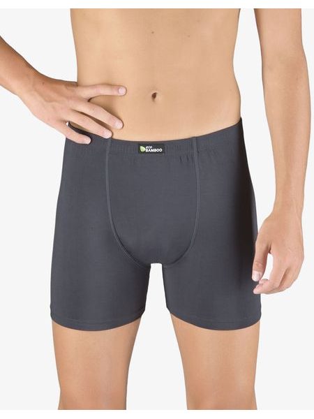 Pánské boxerky s delší nohavičkou, delší nohavička, šité, jednobarevné Eco Bamboo 74159P - tm. šedá
