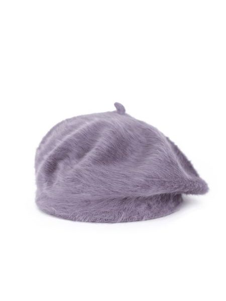 Angorový baret s anténkou fialový