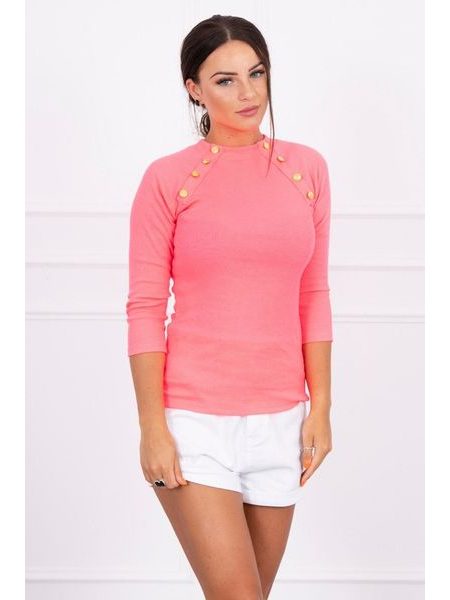 Halenka s ozdobnými knoflíky, neonově růžová