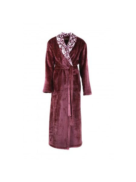 Dámský dlouhý župan se šálovým límcem FLORA vínová