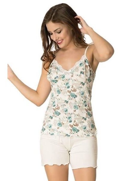 Dámské pyžamo 11035 Iveta bílé s květy