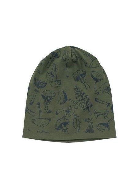 Dětská čepice s houbami bílá