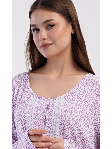Dámská noční košile s dlouhým rukávem Julie - fialová