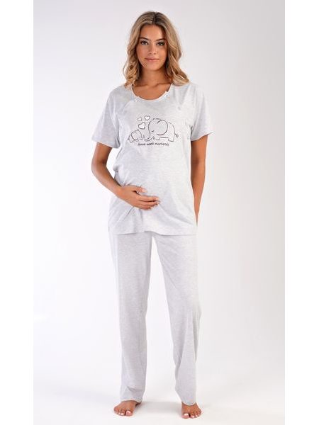 Dámské pyžamo mateřské Slůně - světle šedá