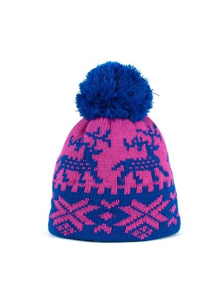 Zimní čepice s norským vzorem modrorůžová