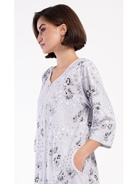 Dámské domácí šaty s tříčtvrtečním rukávem Matylda - šedá