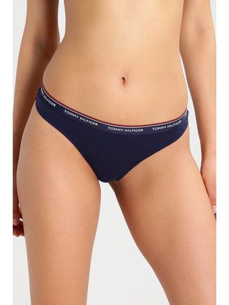 Dámské kalhotky tanga TOMMY HILFIGER Essentials 3pack tmavě modré