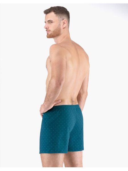 Pánské trenky volné, šité, s potiskem 75212 - petrolejová aqua