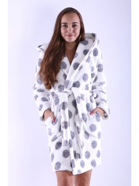 Dámský župan Ruby bílý s šedými kolečky