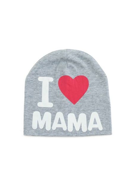 Čepice I love Mama světle šedá