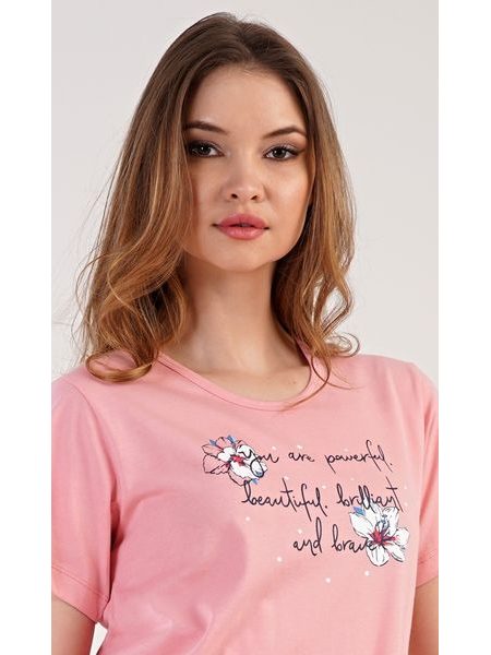 Dámské domácí šaty s krátkým rukávem Betty - lososová