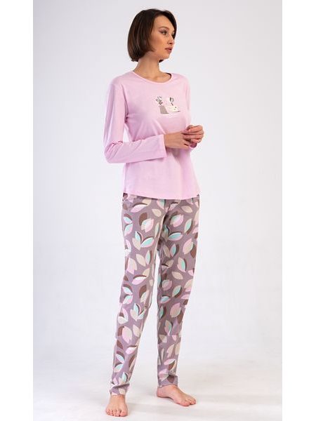 Dámské pyžamo dlouhé Klárka - světle růžová