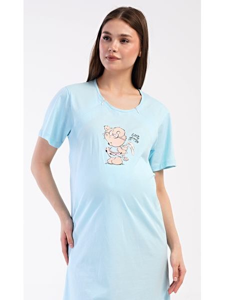 Dámská noční košile mateřská Miláček - světle modrá