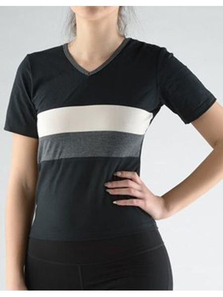 Dámské tričko s krátkým rukávem, krátký rukáv, šité 98069P - černá tm. šedá