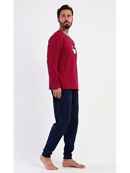 Pánské pyžamo dlouhé Bowling - vínová