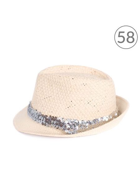 Trilby klobouk se stříbrnou stuhou 58 cm