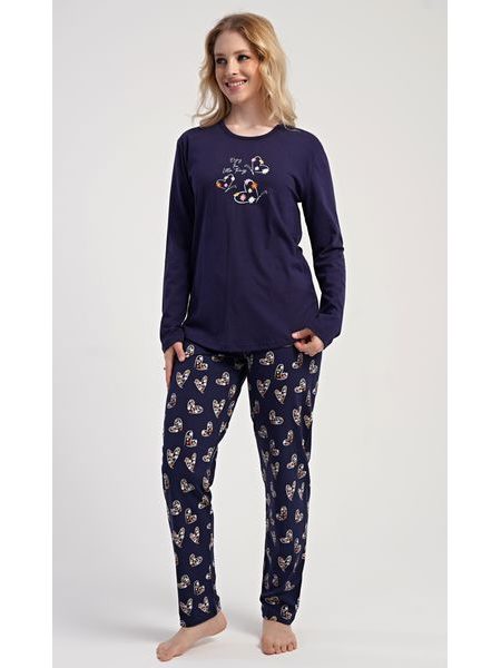 Dámské pyžamo dlouhé Sarah - tmavě modrá