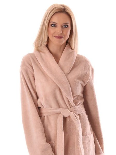 Dámský dlouhý savý župan se šálovým límcem TAMPA oříšková