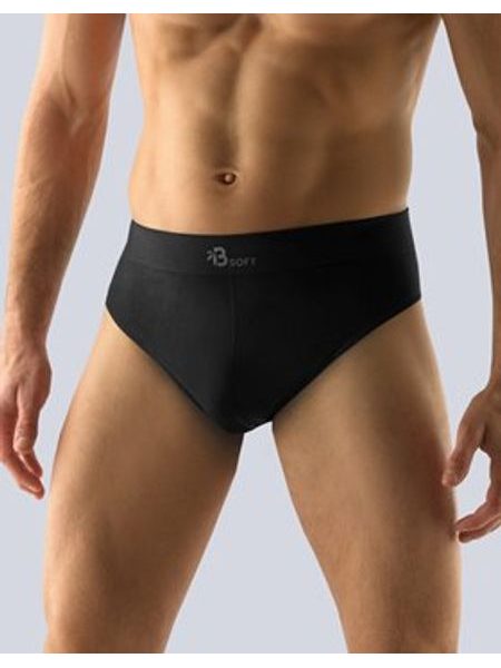 Pánské slipy se širším bokem, širší bok, bezešvé, Bamboo Soft 51005P - černá