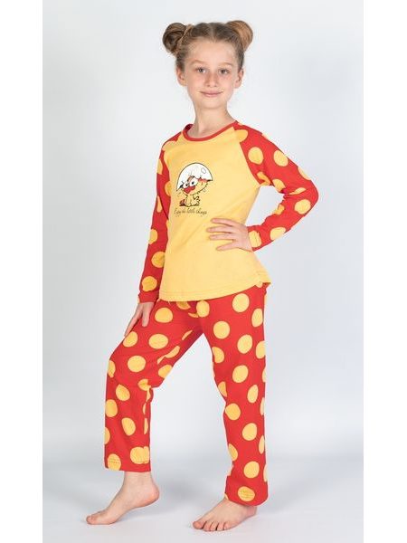 Dětské pyžamo dlouhé Kuře - žlutá