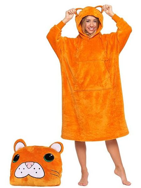 Plyšová mikina a polštář 2v1 Tygr oranžová