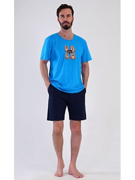 Pánské pyžamo šortky Méďa Happy - zelená