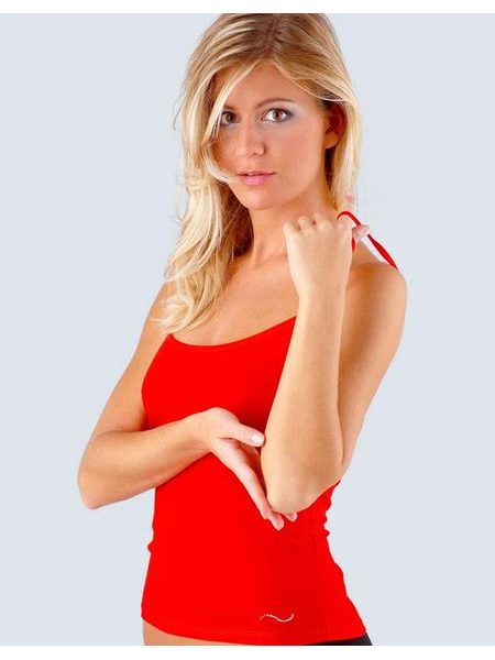 Dámská košilka, úzká ramínka, šité, jednobarevné Korálky 18999P - třešňová