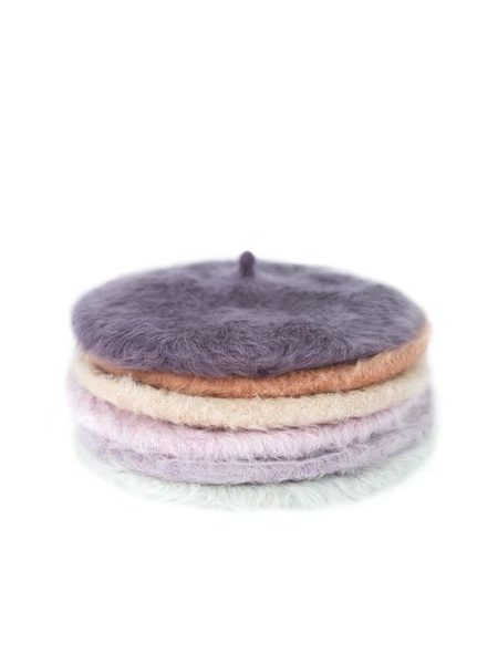 Angorový baret s anténkou fialový