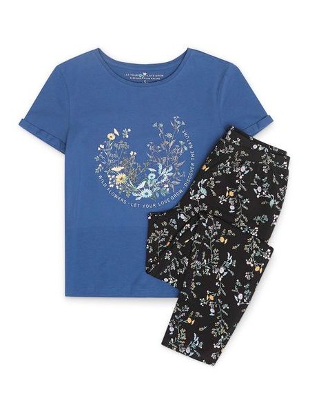 Dámské dlouhé pyžamo FANNIE - modročerné