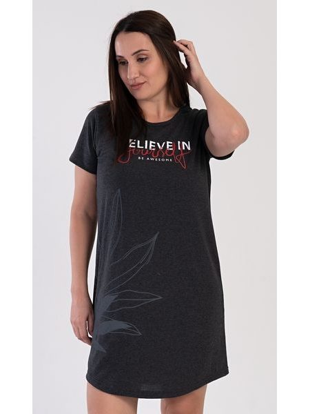 Dámská noční košile s krátkým rukávem Katka - antracitová