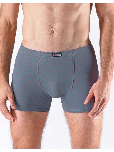 GINA pánské boxerky s kratší nohavičkou, kratší nohavička, šité, s potiskem 73127P - šedá šalvěj