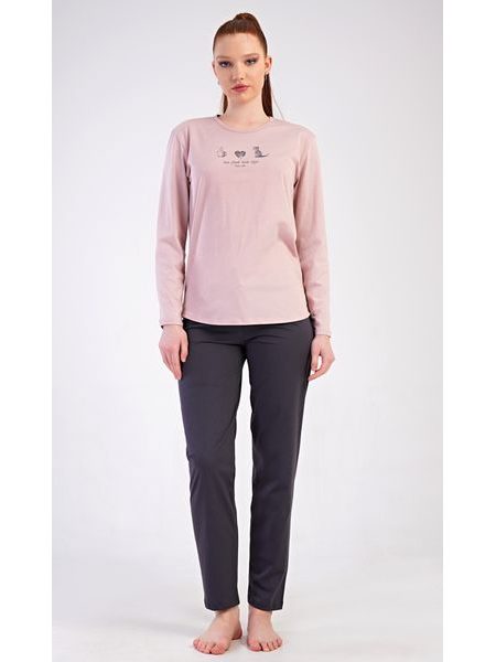 Dámské pyžamo dlouhé Morning - pudrová