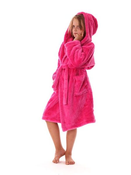 Dětský dlouhý župan s kapucí LILLY a JACK EXTRA malinová