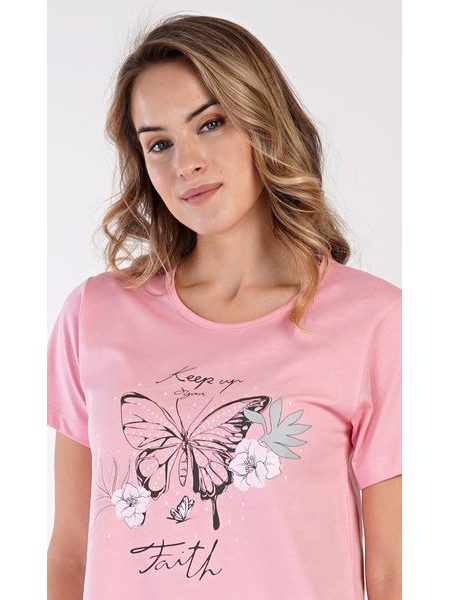 Dámská noční košile s krátkým rukávem Butterfly - lososová