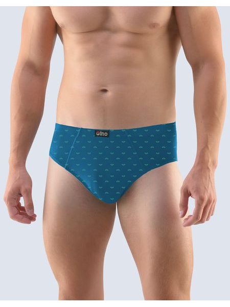 Pánské slipy se širším bokem, širší bok, šité, s potiskem 71102P - petrolejová tyrkysová