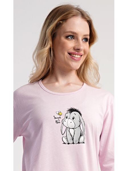 Dámské domácí šaty s tříčtvrtečním rukávem Oslík - světle růžová