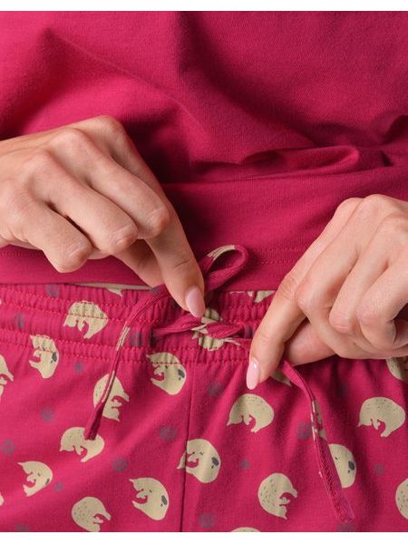 Dámské pyžamo dlouhé, šité, s potiskem 19169 - vínová šedobílá