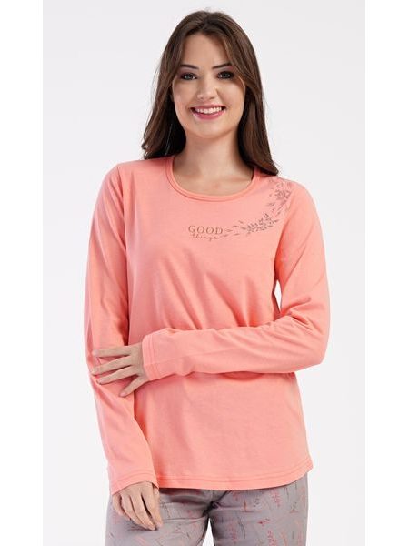 Dámské pyžamo dlouhé Good things - meruňková