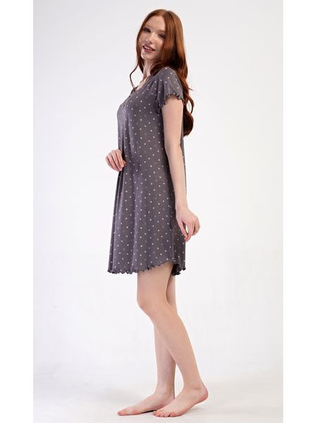 Dámská noční košile s krátkým rukávem Samanta - hnědá