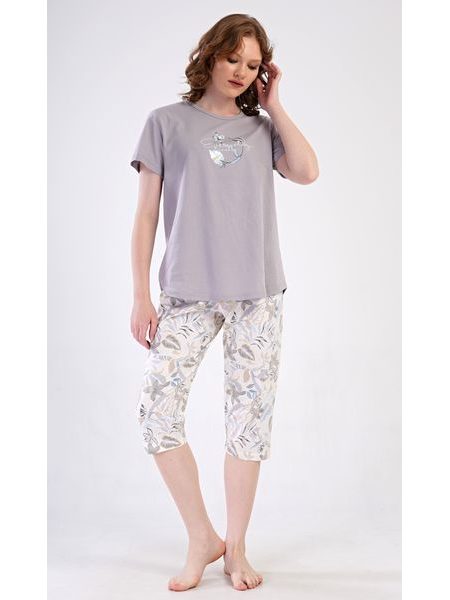 Dámské pyžamo kapri Alex - šedá