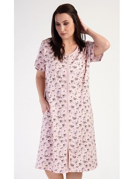 Dámské domácí šaty s krátkým rukávem Olivia - světle lososová