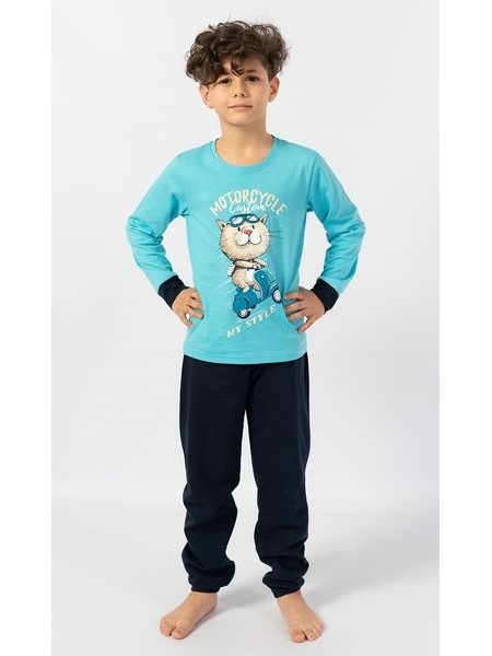 Dětské pyžamo dlouhé Motocycle - tyrkysová
