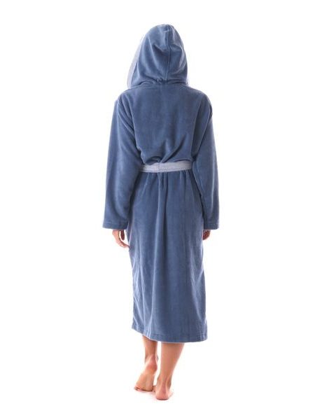 Dámský dlouhý savý župan s kapucí TAMPA duo denim