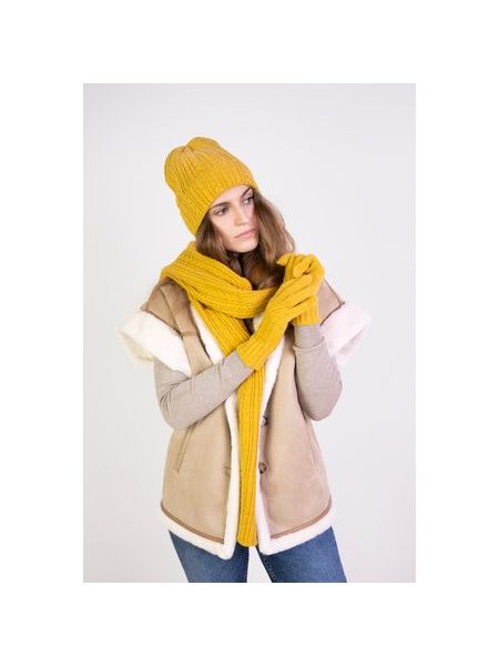 Čepice, šála a rukavice - žlutá