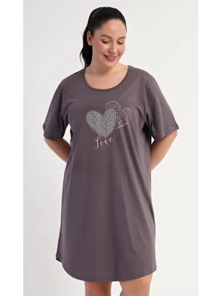 Dámská noční košile s krátkým rukávem Love - pudrová