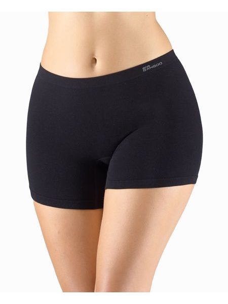 Dámské boxerky vyšší, kratší nohavička, bezešvé, klasické, jednobarevné Eco Bamboo 03018P - černá